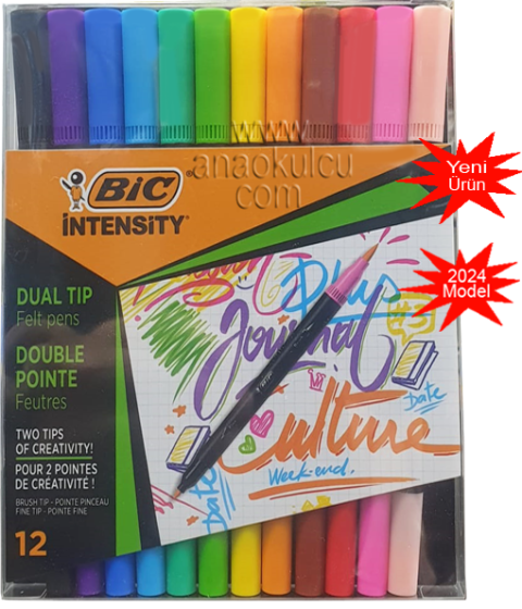 Bic İntensity Dual Tip Çift Uçlu Keçeli Boya Kalemi 12 Canlı Renk